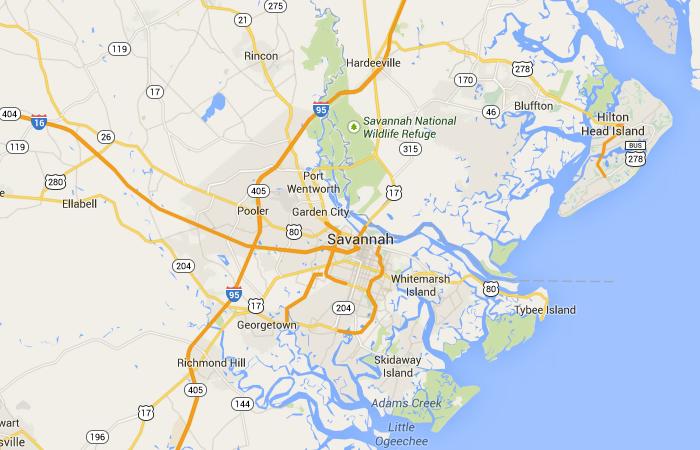 map of the savannah georgia area